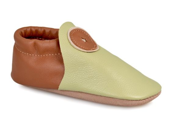 Child Youth Roo Moccasin in Green Tea and Nutmeg